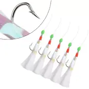 5pcs Pack Sabiki Soft Fishing Lure Rigs Bait Jigs Lure with White Foil Flash