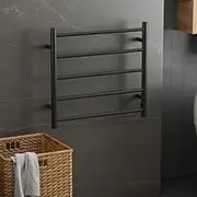 Ufurniture 5 Bars Heated Towel Rail, Wall Mounted Towel Rack, Carbon Steel Electric Towel Warmer Dryer Rail Waterproof for Bathroom, Black