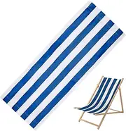 Patio Chair Replacement Fabric 45x17 in Sling Chair Replacement Fabric Canvas Blue and White Stripes Breathable Outdoor for Lounge Sling Reclining Patio, Outdoor