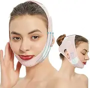 Beauty Face Contouring Sleeping Mask Chin, Reusable V Line Lifting Mask,V Line Facial Masks, Face Strap Mask Chin Up Masks Faces,Facial Lift Visor (Pink)