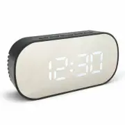 NEW Hudson Mirrored Face LCD Alarm Clock, Black, 13cm