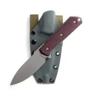 BRNLY Kihoku - Textured Burgundy Canvas Micarta - Stonewashed MagnaCut