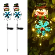 2Pcs Solar Power Garden Stake Lights Santa Christmas Theme