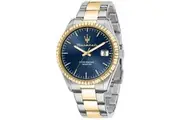 Maserati Competizione Two Tone Stainless Steel Blue Dial Quartz R8853100027 100M Men's Watch