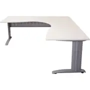 RAPIDLINE SPAN CORNER WORKSTATION W1800 x W1200 x D700 x H730mm Natural White/ Precious Silver Base