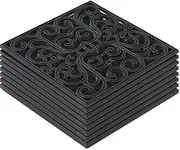 Pangda 8 Pcs 12 x 12 Inch Rubber Stepping Stone Outdoor for Garden Pathway Paver Outside Stepping Tile Heavy Duty Retro Decorative Pavers for Walkway Path Landscaping Yard Lawn(Black,Scroll Square)