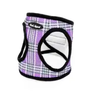 Bark Appeal Non-Choking Step In Plaid Mesh EZ Wrap Lavender Dog Harness - XXS