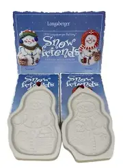 Longaberger Baskets Pottery Snow Friends Cookie Molds: Flurry and Snowball