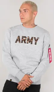 Alpha Industries Army Camo Sweatshirt, grey-green, Size S for Men Grey Green