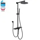 Round 8/10/12'' Rain Shower Head With Handheld Spray Combo Sliding Rail Black