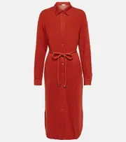 [Max Mara] Max Mara Leisure Bormida linen-blend midi dress UK 18 brown