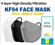 4ply KF94 disposable face mask adult. White/Black/Gray 50pcs