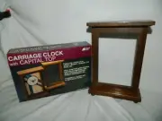 New vintage Inland Craft wood Carriage clock frame Stained Glass dark walnut