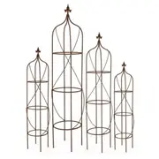 4pc Garden Rust Metal Oblisque Display Stand Set Outdoor Home/Yard Patio Decor