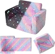 fond + found Kids Sofa, Glow in The Dark Toddler Chairs Children's 2 in 1 Convertible Sofa to Lounger - Extra Soft Flip Open Chair & Sleeper, Toddler Couch Chair, Sofa Bed for Boys Girls