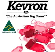 KEVRON CLICK KEY TAGS - RED - BULK PACK x 50 - PLASTIC LABELS - HOME OFFICE