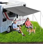 Ezcasch Caravan Awning Awning for Motorhome, Motorhome Awning Set with Sun Protection and Water Seal Including Poles x 3, Piping x 2 etc.