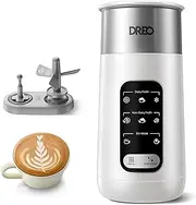 [Dreo] Milk Frother, 8-in-1 Electric Frother for Latte Art Coffee, 9oz/270ml Warm and Cold Foam Automatic Frothers for Dairy and Non-Dairy Milk, LED, Easy to Clean, BaristaMaker Air, White