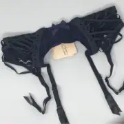 Agent Provocateur Rudy Strappy Black Purple Suspender AP4 Large NWT