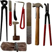 PRECISION CANADA Farrier Tools 8pcs Hoof Kit, Horse Hoof Nippers, Goat Hoof Trimmer Kit, Hoof Trimmers for Goats, Horse, Sheep, Pig, Donkey, Farrier Supplies with Suede Leather Pouch