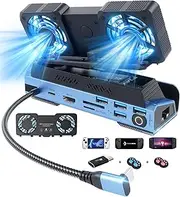 YCE 14 in 1 Dismantling Cooling Fans Steam Deck Docking Station with M.2 NVMe Enclosure,4K@60Hz,1000Mbs Ethernet,SD/TF,4 USB A,100 PD Charging 40Gbps Adapter for Steam Deck/Rog Ally/Switch/Legion Go