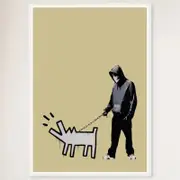 Galrie Banksy Choose Your Weapon Gold Poster (2010) - Art Collection Essential, White Frame, A2 42 x 60cm (16 x 24inch)