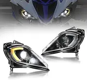 LED Headlights Compatible with Yamaha Raptor 250 350 700 2006-2024, DRL Turn Signal Lights for Yamaha YFZ 450 450R 450X 2004-2022, High Low Beam Lights for Yamaha Wolverine 350 450 2006-2010