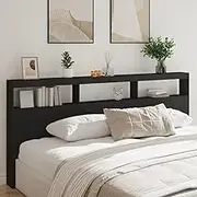 Headboard Cabinet, Storage Bed Headboard Beds Head Frame with LED Black 220 cm