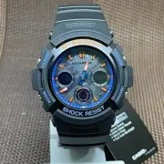 Casio G-Shock AWR-M100SCT-1A Black Blue Orange Accent Analog Digital Solar Watch