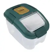 (Green 10KG)Rice Storage Box With Clear Cover Insect Proof Large Capacity