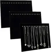 COMELYJEWEL Pack of 3 Black Velvet Jewelry Display Board with 17 Hooks Necklace Stands Boutique Stands Holder for Chain