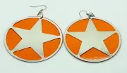 Western style silver Plated Star round shape orange color drop fashion Earrings