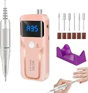 Electric Nail Drill, DELIFO Portable Nail Drill Professional PedicureRechargeable 35000 RPM Nail File Machine Acrylic Nails Polishing Tools with Bits LED Display for Home Salon Manicure