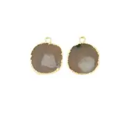 Natural Agate Slice Gemstone Brass DIY Single Bail Making Connector Pair