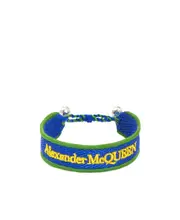 logo-embroidery cord bracelet One size Blue