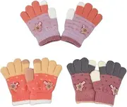 [TUONYIS] 3 Pairs Kids Magic Knitted Gloves, Colorful Soft Warm Gloves, Toddler Full Fingers Mittens, Winter Gloves Magic Stretch with Star Pattern for Boys Girls for Daily Wear Winter (Multicolor)