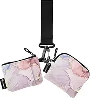 [Caihoyu] Colorful Marble Vintage Texture Women's Card Cases Change Holder Mini Fashion Card Organizer Purse with Wristle Strap for Women Men 2 Pcs, Multicolor, 4.13"(L) x 3.5"(W), Travel Accessory