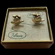 Rare Vintage NOS NIB New Hopalong Cassidy Anson Gold Cowboy Hat Cuff Links