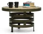Retro Style Spiral Round Coffee Table with Wood Top