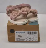 Mayoral Baby Toddler Sandals Rose Pink Open Toe Shoes Size 5 Bow Top Hook & Loop
