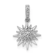 14k White Gold 1/10ct. Real Diamond Fancy Sun Pendant