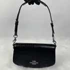 Coach Andrea Shoulder Bag In Crocodile-embossed Leather Black CT770 NWT