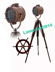Royal Marine Antique Brass Nautical Floor Lamp Brown Tripod Spot Light Stand