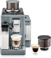 [De'Longhi] Rivelia Fully Automatic Coffee Machine EXAM440.55.G, Bean Adapt Technology, Interchangeable Bean Hopper, Automatic Milk Frother, 16 Recipes, Colour Touch Display, Pebble Grey