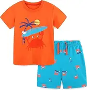 [Bumeex] Toddler Boy's Short Sleeve T-Shirt and Short Outfit Set