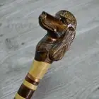 Cane Walking Stick Wooden carved Handmade - Poodle Brown