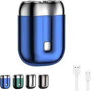 Voalsz Mini Electric Shaver, Voalsz Portable Mini Electric Men's Shaver, Ipx-7 Electrics Waterproof Shavers Deep Beard Removal, Refreshing Skin, Pocket-Sized Daily Travel Essential (Blue)