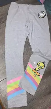 Girls sz xl 14/16 rainbow tweety bird looney tunes Leggings Vacation Six Flags