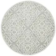 Cameron Silver Diamond Trellis Pattern Round Rug