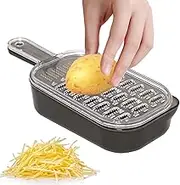 Ginger Grater - Large Grater with Container, Handle Double Sided Grinder | Vegetable Hygienic Disassembled Grater, Garlic Rubbing for Daikon, Wasabi, Yam, Onion, Ginger, (Gray)